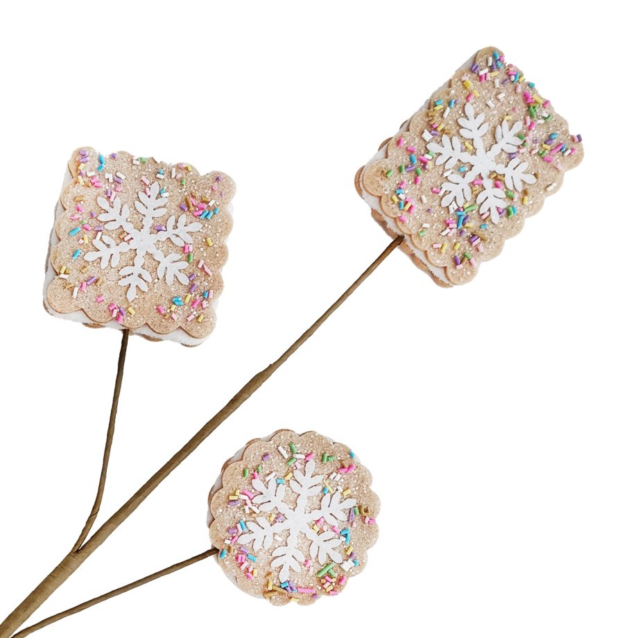 SPRAY GINGERBREAD COOKIES 18" X3 BROWN W/MULTI SPRINKLES