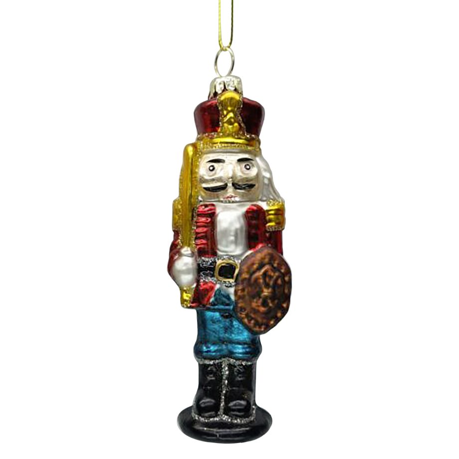 ORN GLASS - NUTCRACKER 5" RED/BLUE