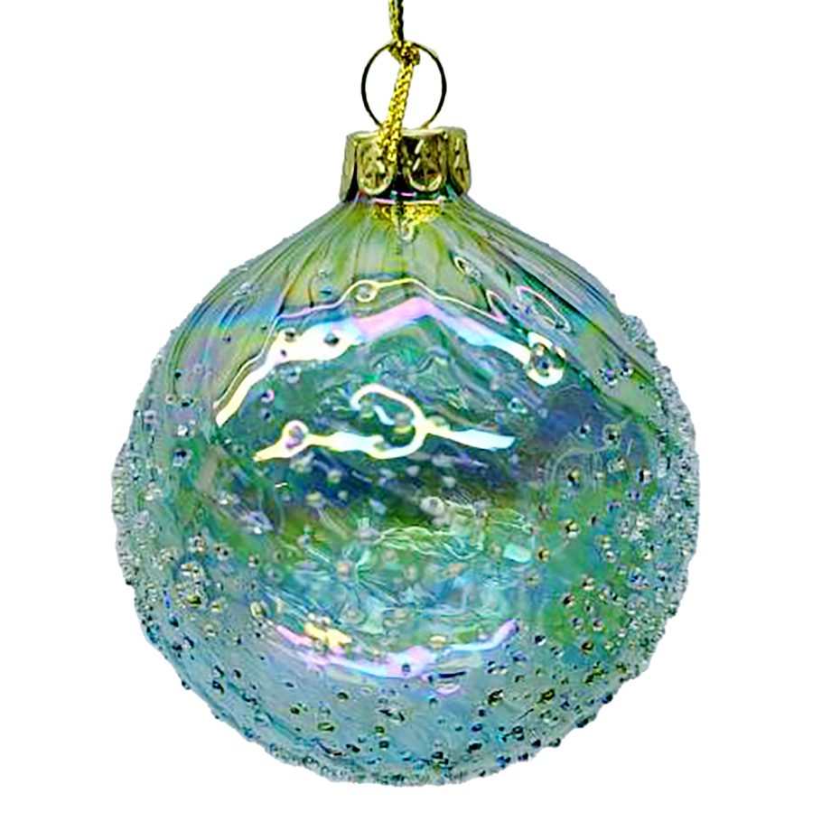 ORN GLASS BALL 3" BLUE AQUA