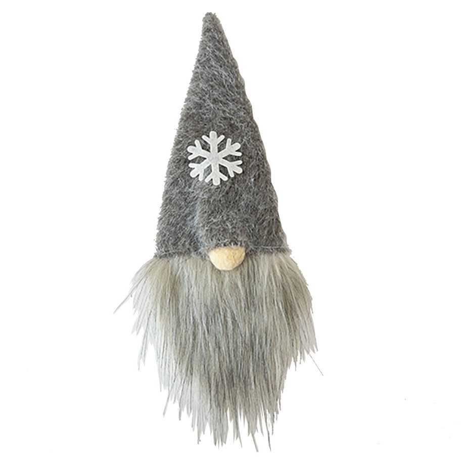 BOTTLE COVER GNOME FAUX FUR BROWN 13.5" W/ SNOWFLAKE