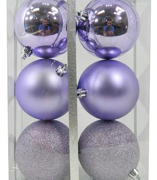 BALLS BOXED 6PC 80MM LILAC SHINY/ MATTE