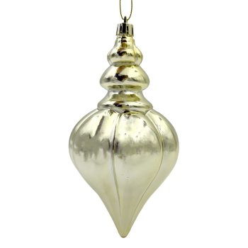 ORN. FINIAL 6" 150MM SHINY GOLD RIBBED