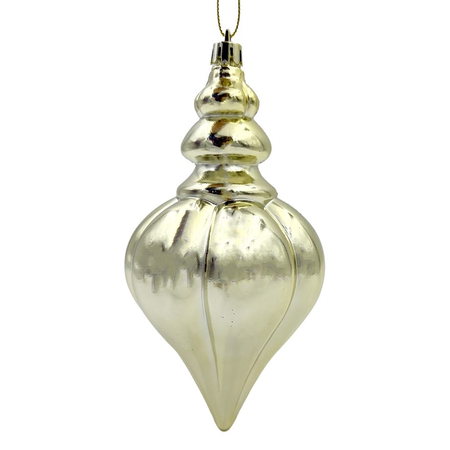 ORN. FINIAL 6" 150MM SHINY GOLD RIBBED