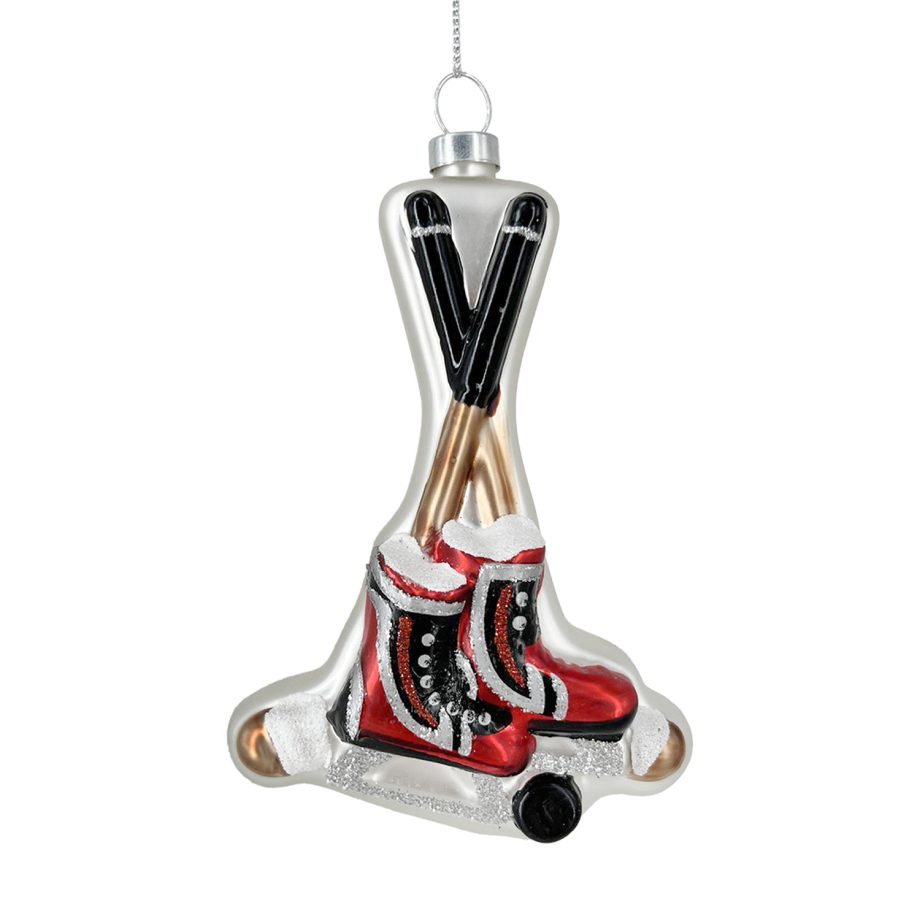 ORN GLASS ICE SKATES 5" RED