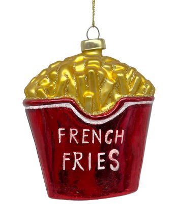 ORN GLASS FRENCH FRIES 4" RED/GOLD