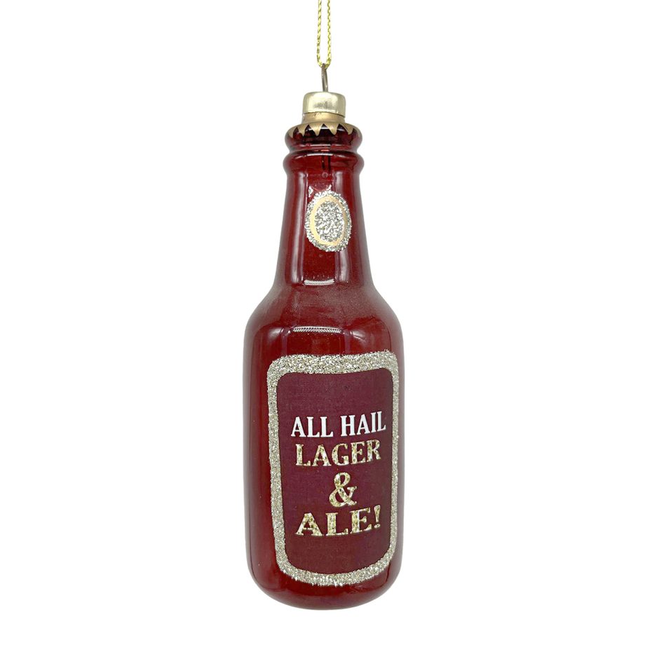 ORN GLASS BEER BOTTLE 5.5" BROWN