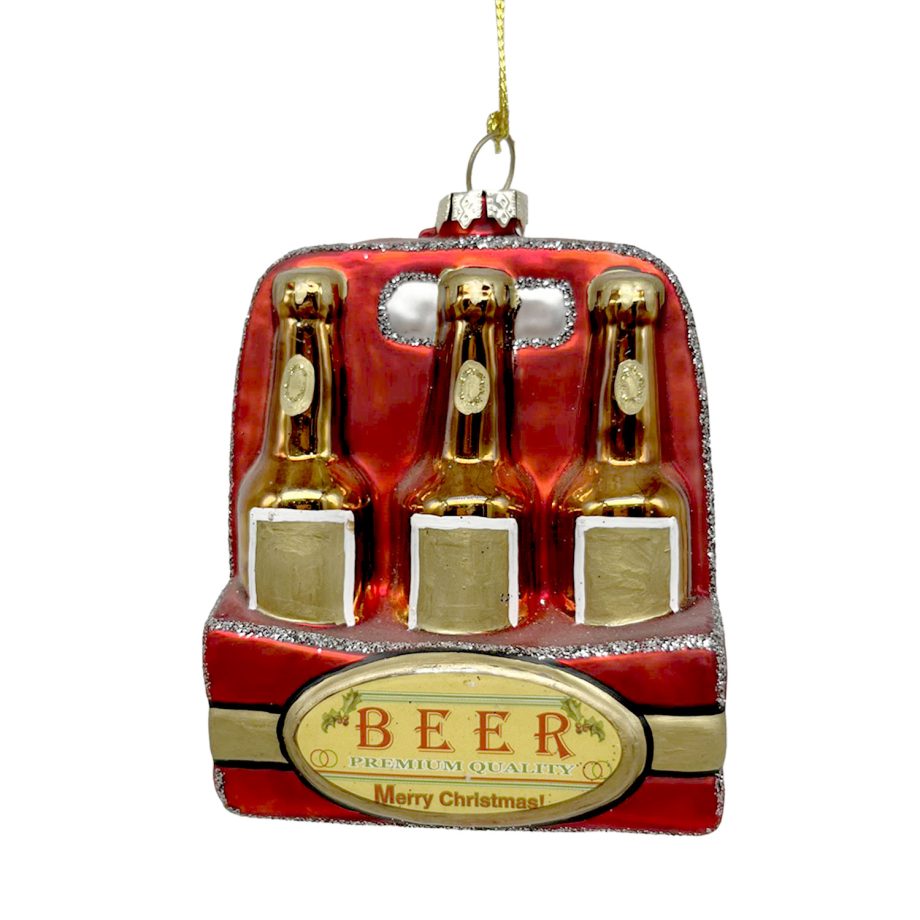 ORN GLASS BEER BOTTLES 4" RED