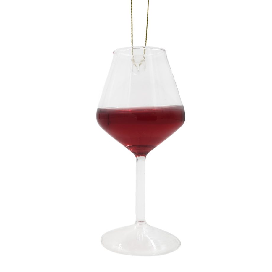 ORN GLASS RED WINE 4" RED