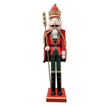 NUTCRACKER WOODEN STANDING 24" RED W/ CAPE