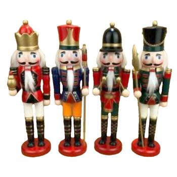 NUTCRACKER WOODEN STANDING 12" RED/BLUE/MULTI 4 ASSTD.
