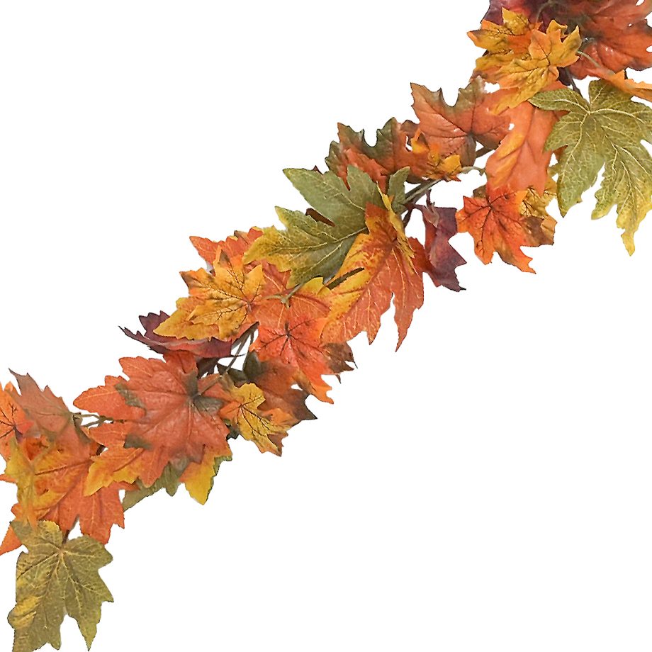 FALL GARLAND 72" MAPLE LEAF ORANGE/MULTI