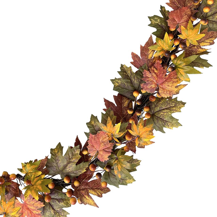 FALL GARLAND 72" MAPLE LEAF/BERRY ORANGE/MULTI