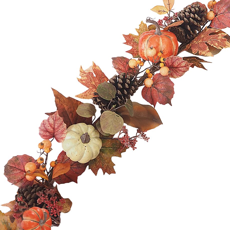 FALL GARLAND 72" PUMPKIN/PINECONE/MAPLE LEAVES W/BERRIES ORANGE/MULTI