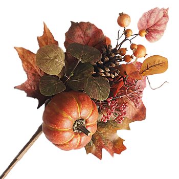 FALL SPRAY 20" PUMPKIN/PINECONE/MAPLE LEAVES W/ BERRIES ORANGE/MULTI