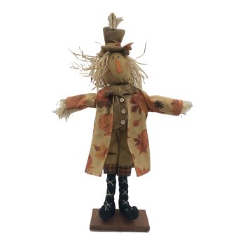 FALL SCARECROW HUSK BOY STANDING ON BASE 19.5" ORANGE/MULTI