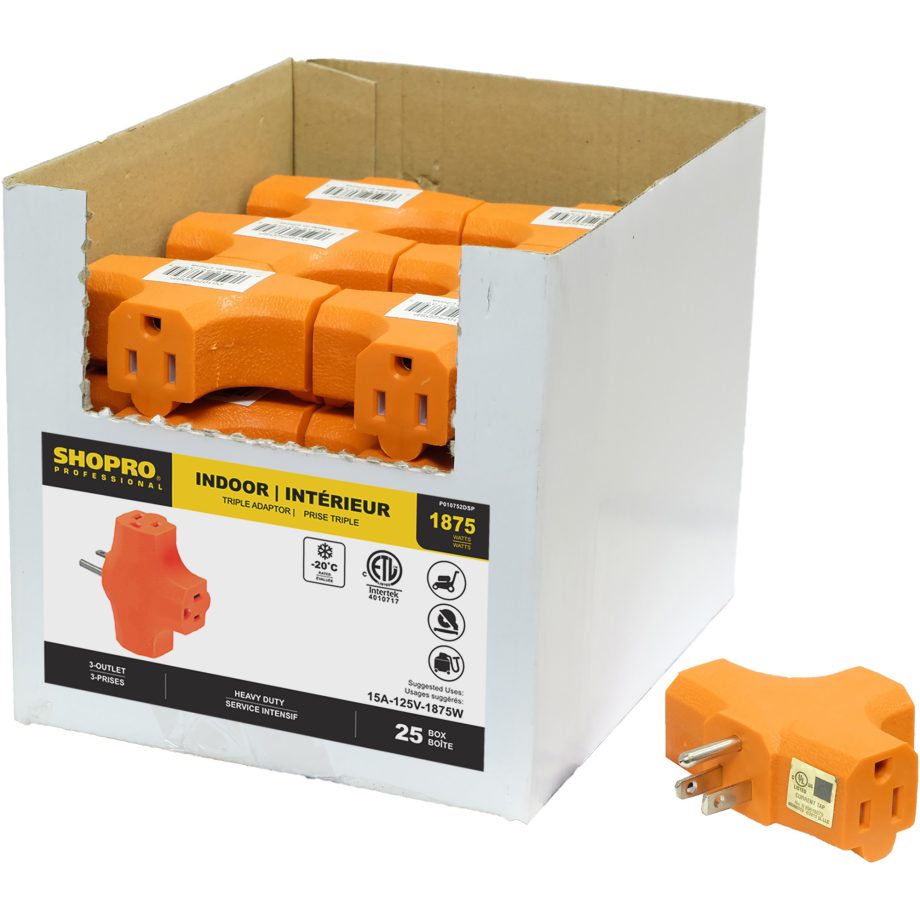 TRIPLE OUTLET ADAPTOR - ORANGE