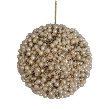 BALL GOLD 4" BEADS & PEARL W/ GLITTER