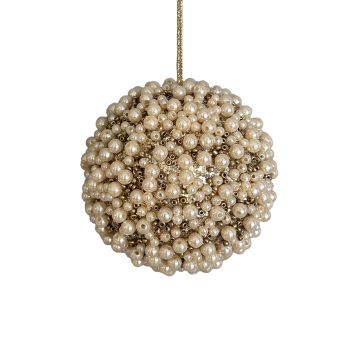 BALL GOLD 3" BEADS & PEARL W/ GLITTER