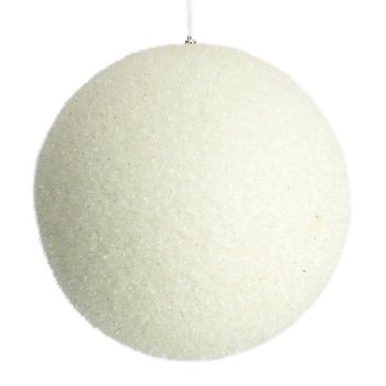 BALL SNOW-TEXTURED W/ TINSEL 300MM WHITE/ SILVER