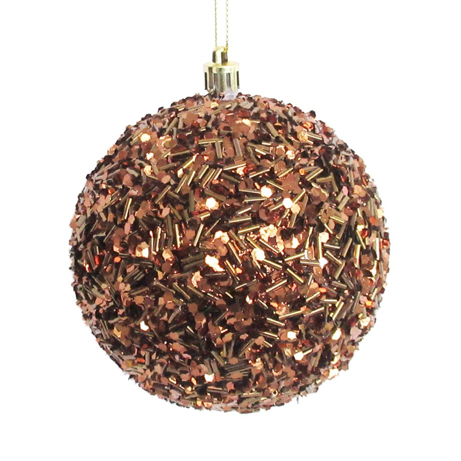 BALL GLITTER & BEAD 100MM BROWN