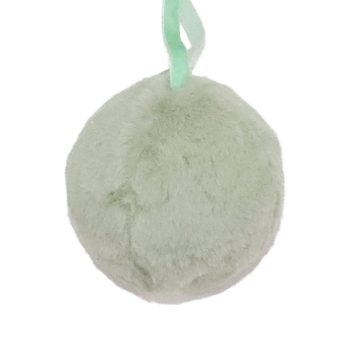 BALL FABRIC FAUX FUR MINT 4" W/ VELVET ROPE