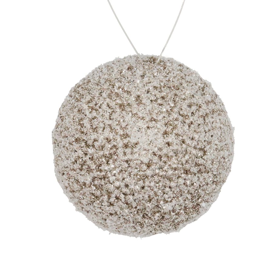 BALL SNOW-FROSTED CHAMPAGNE 5" W/ GLITTER