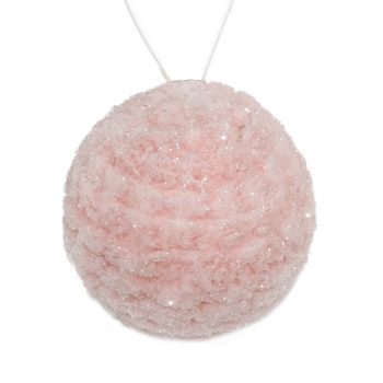 BALL FABRIC FUR/ BOUCLE 4" PINK W/ FROSTED GLITTER