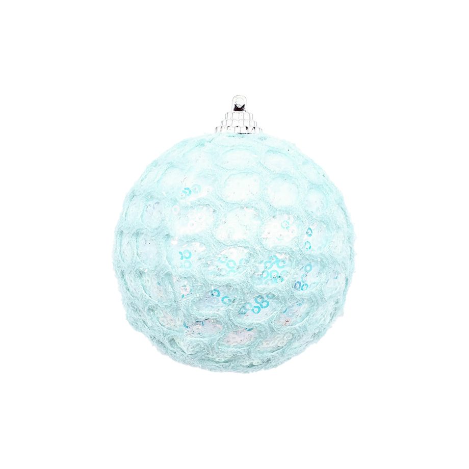 BALL FABRIC MESH 3" MINT W/ SEQUINS