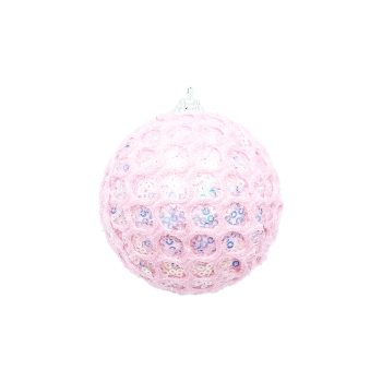 BALL FABRIC MESH 3" PINK W/ SEQUINS