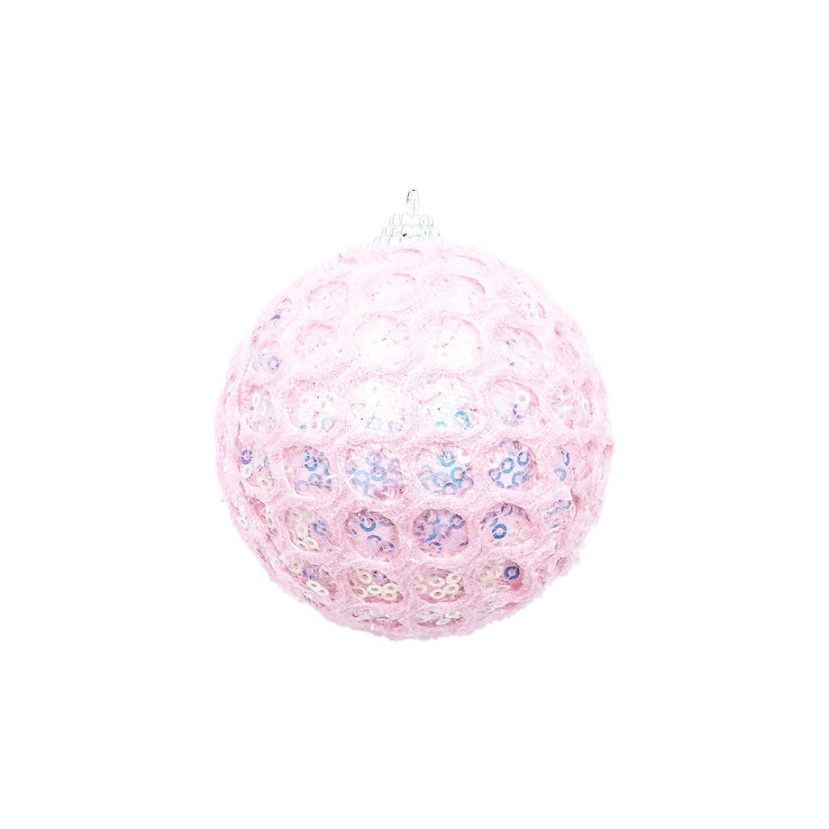 BALL FABRIC MESH 3" PINK W/ SEQUINS