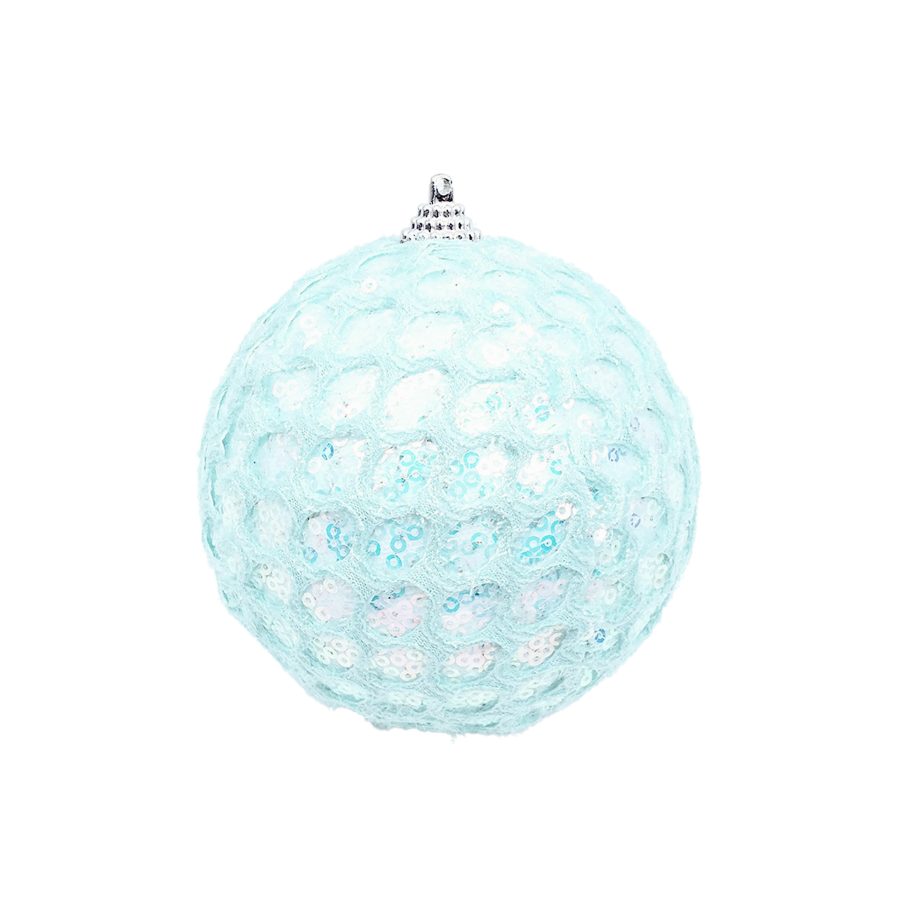 BALL FABRIC MESH 4" MINT W/ SEQUINS