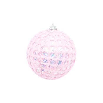 BALL FABRIC MESH 4" PINK W/ SEQUINS