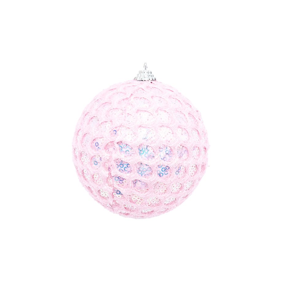 BALL FABRIC MESH 4" PINK W/ SEQUINS