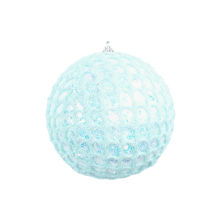 BALL FABRIC MESH 4.5" MINT W/ SEQUINS
