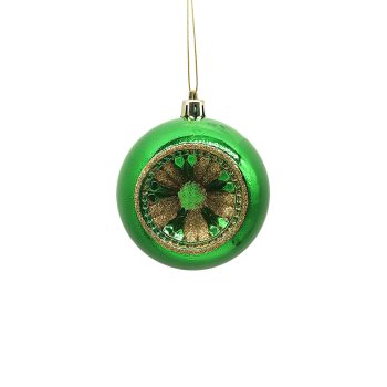 BALL INDENTED 80MM GREEN W/ GLITTER