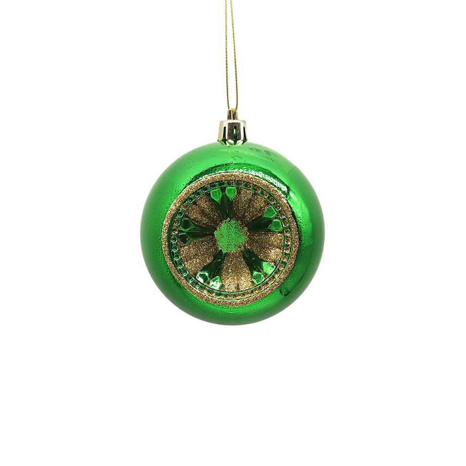 BALL INDENTED 80MM GREEN W/ GLITTER