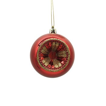 BALL INDENTED 80MM RED W/ GLITTER