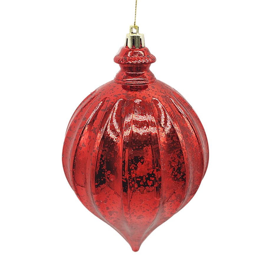 ORN. TEARDROP 6" 150MM  RED MERCURY FINISH