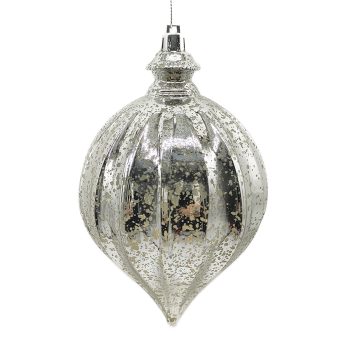 ORN. TEARDROP 6" 150MM SILVER MERCURY FINISH