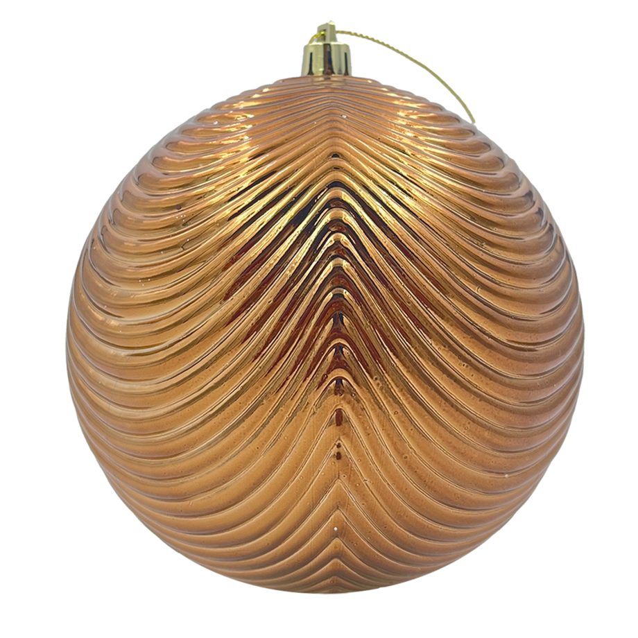 BALL SCALLOPED 150MM SHINY BROWN