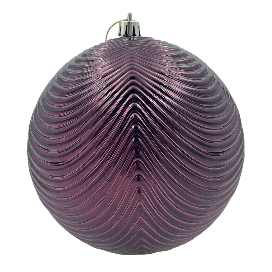 BALL SCALLOPED 150MM SHINY BURGUNDY