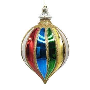 ORN. TEARDROP 6" 150MM MULTI W/ GLITTER
