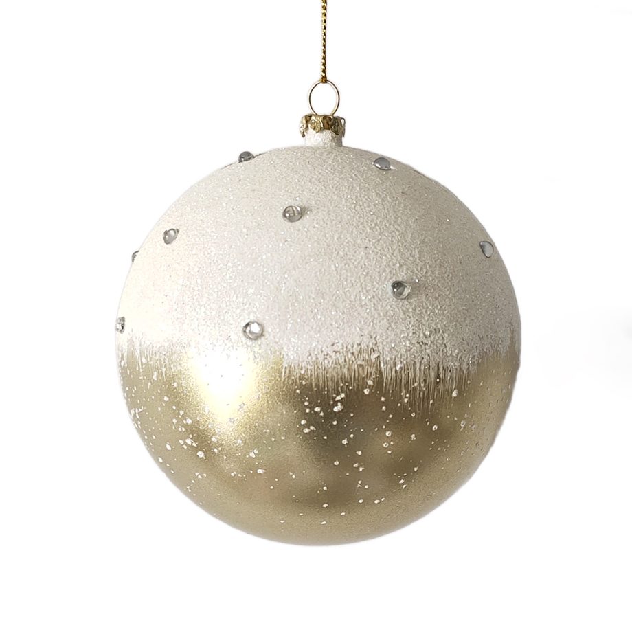 BALL SNOWED 100MM WHITE/CHAMPAGNE W/ JEWEL