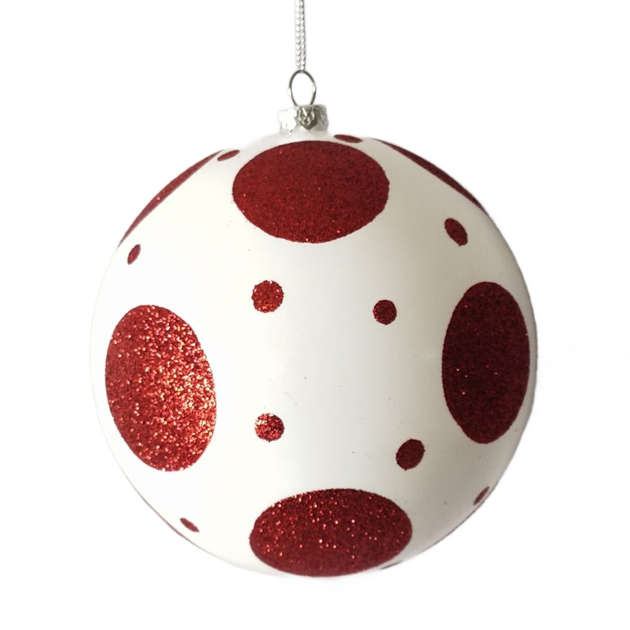 BALL 120MM WHITE W/ RED POLKA DOT