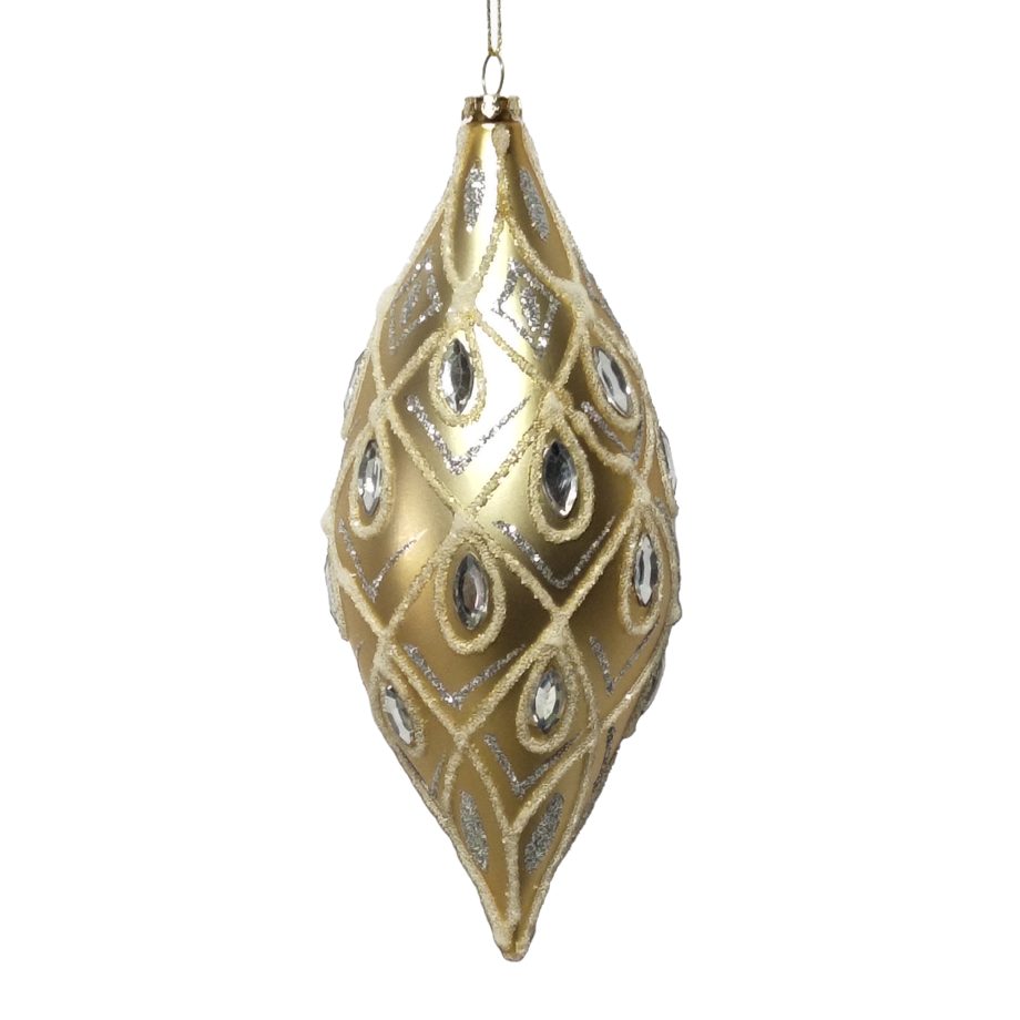 FINIAL DIAMOND CREST 7" CHAMPAGNE/SILVER/CLEAR W/ JEWEL