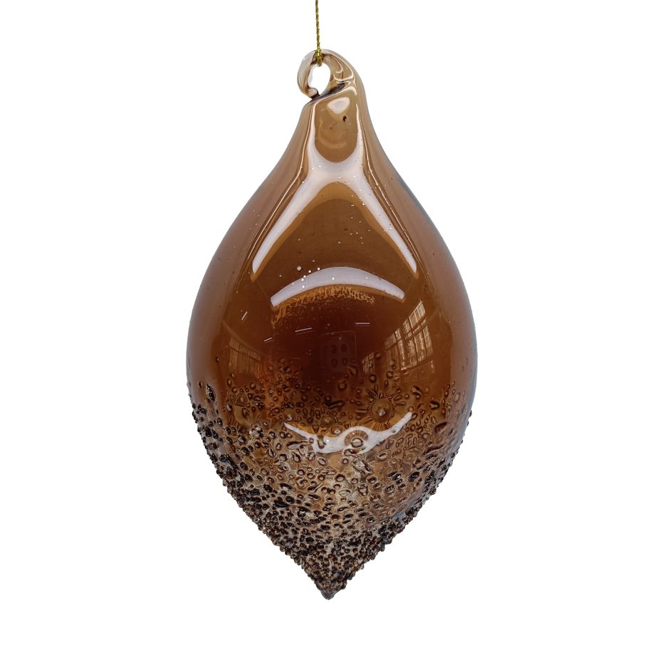 ORN GLASS FINIAL 6.5" CLEAR COFFEE 6.5" HALF FROSTED