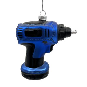 ORN GLASS ELECTRIC DRILL 4" BLUE GLITTER