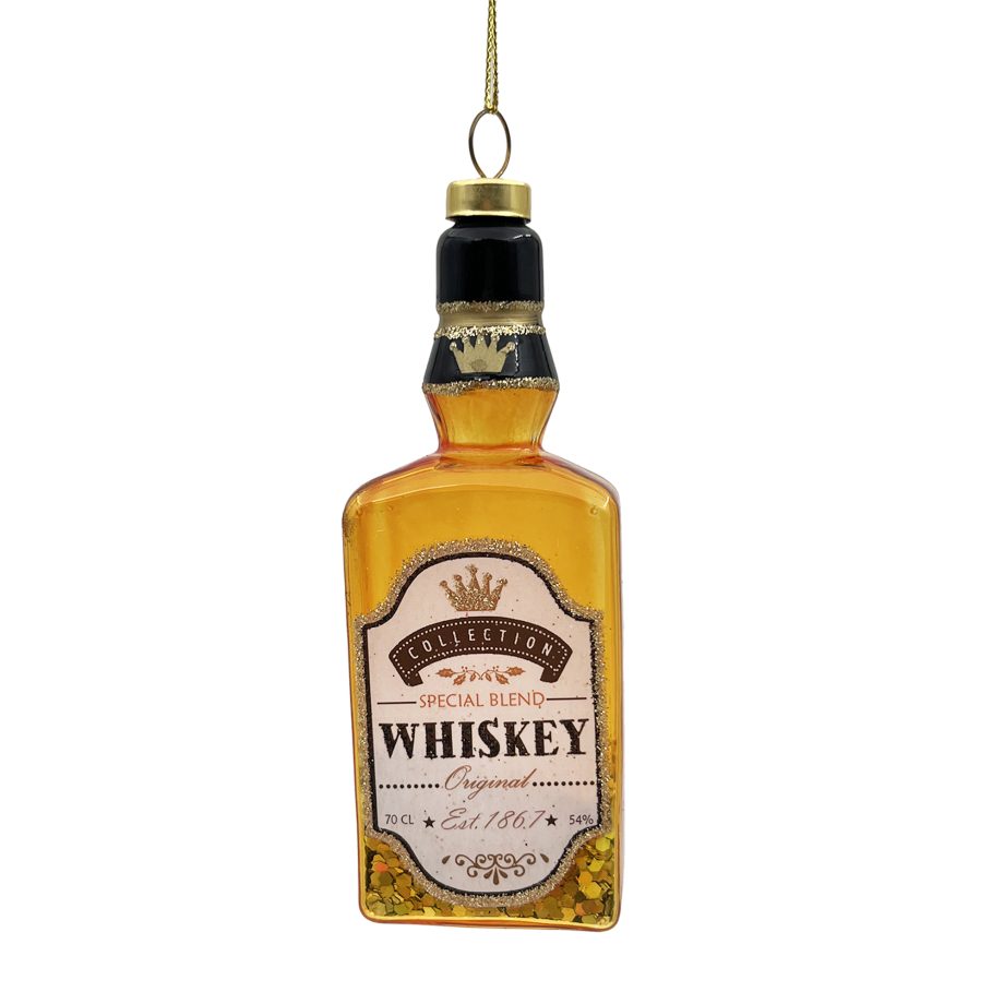 ORN GLASS WHISKY BOTTLE 5" BROWN