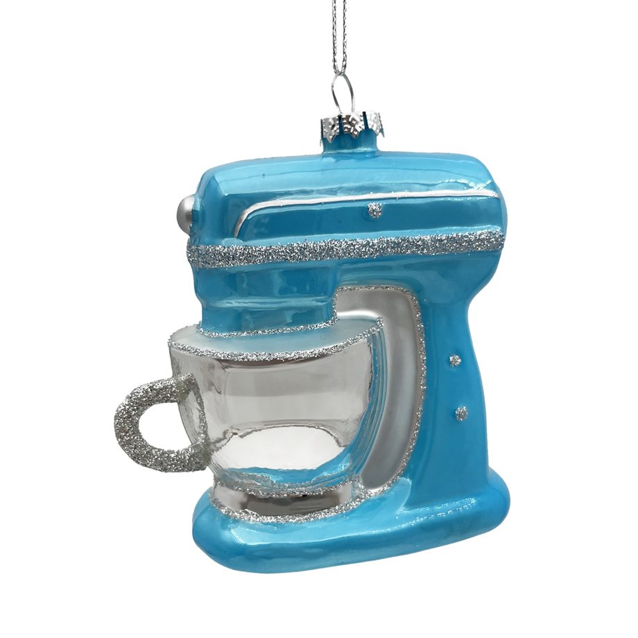 ORN GLASS KITCHEN MIXER 5" BLUE GLITTER