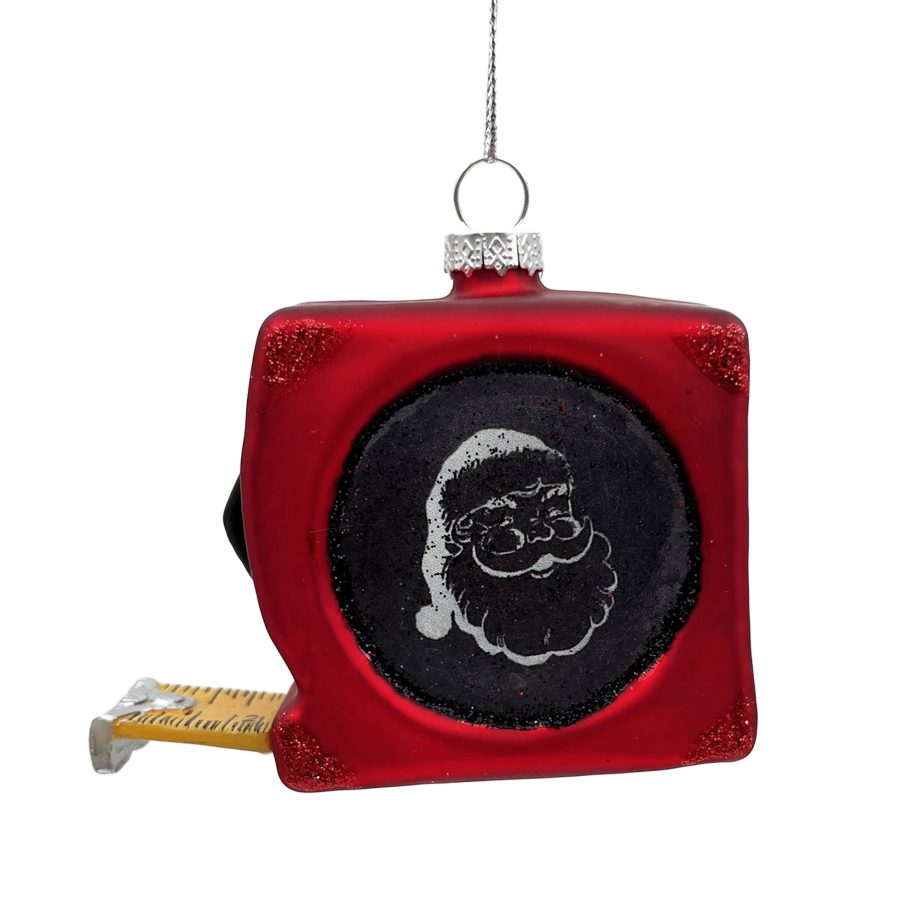 ORN GLASS MEASURING TAPE 3" RED GLITTER